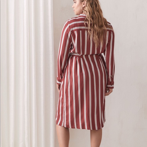 Addition Elle Striped Long Sleeve Dress - Red and White - Picture 3 of 5